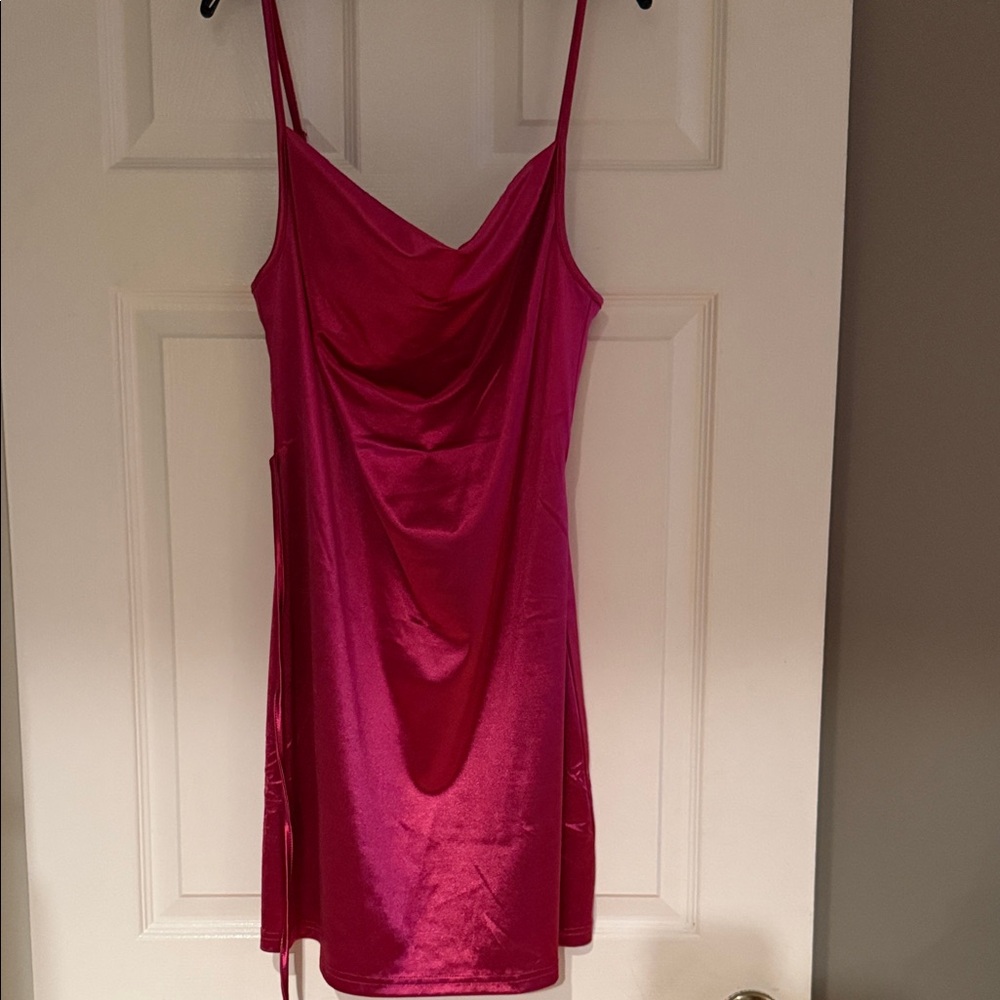 Sleek Pink Satin Dress